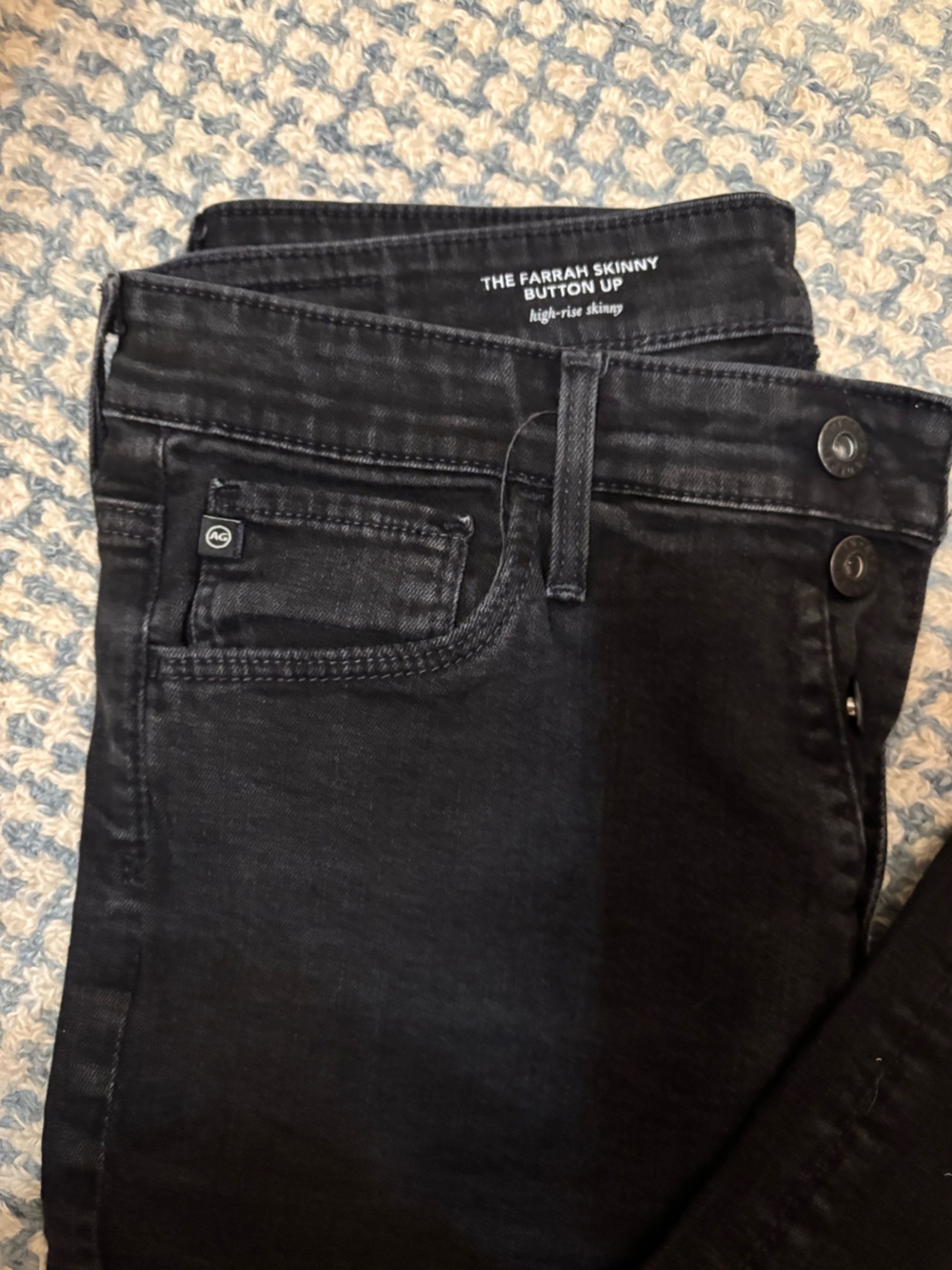 AG Adriano Goldschmied Women's Black - The Farrah Button Up Hi Rise Skinny